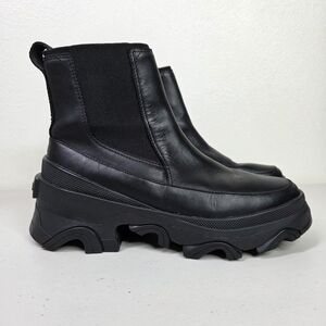 Sorel Brex Waterproof Chelsea Black Leather Chunky Boots